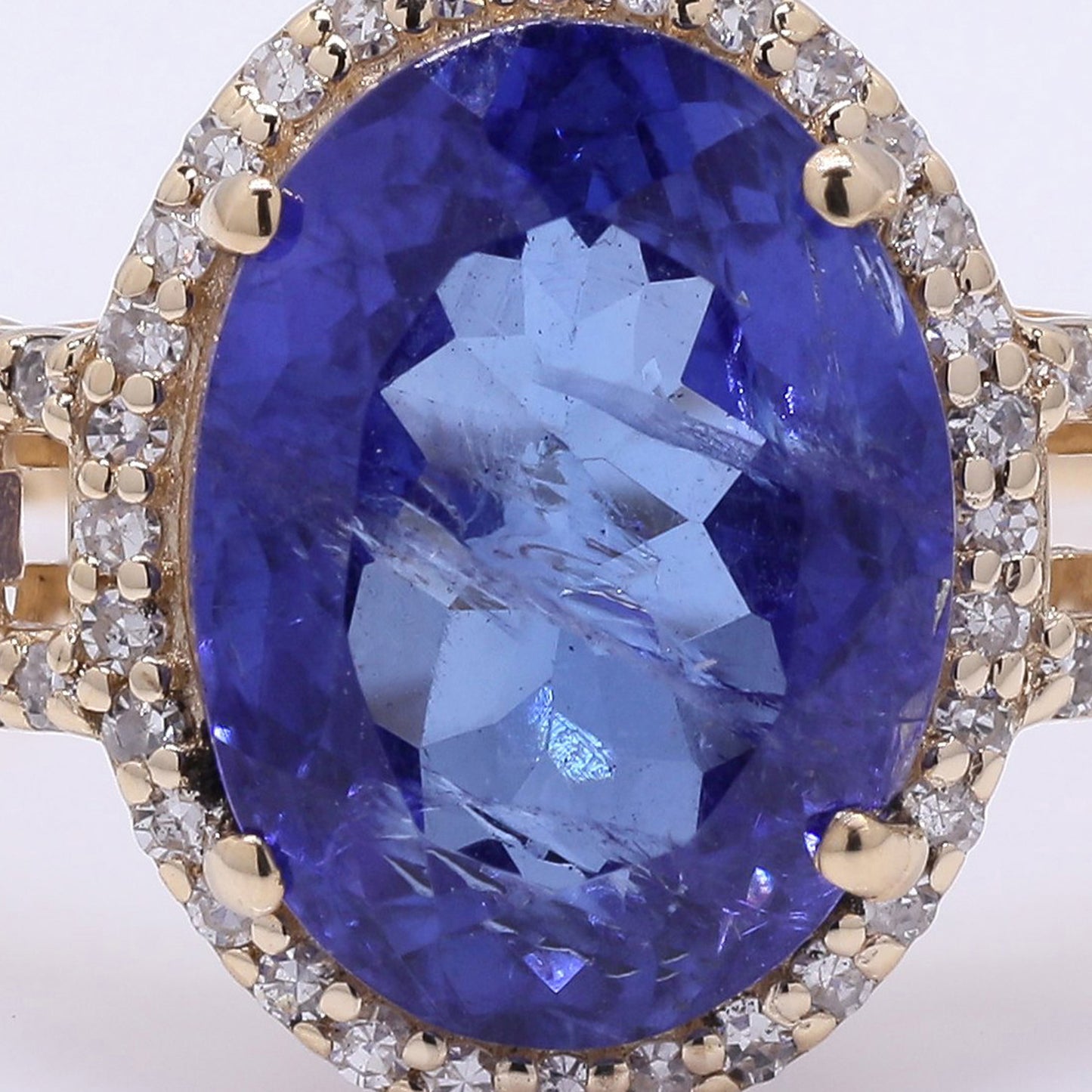 3.80 Ct Oval Mixed Cut Natural Tanzanite 14K Gold Ring