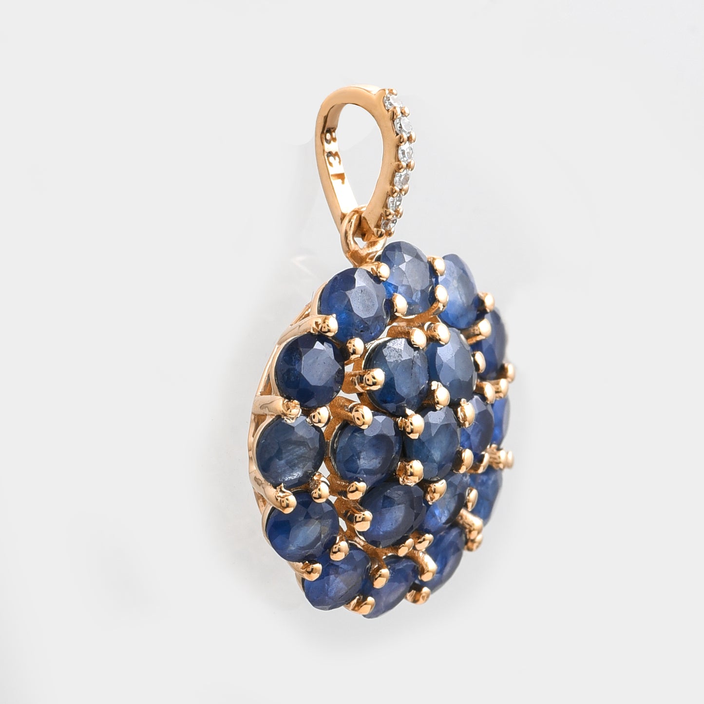 2.40 Ct Round Mixed Cut Natural Sapphire 14K Gold Pendant