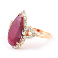 5.59 Ct Pear Ruby 18K Gold Ring