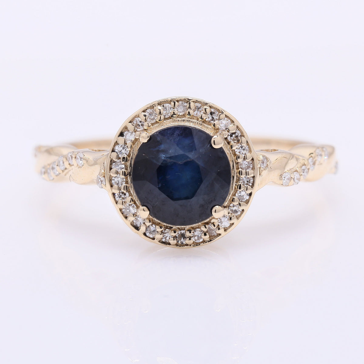 1.80 Ct Round Mixed Cut Natural Sapphire 14K Gold Ring
