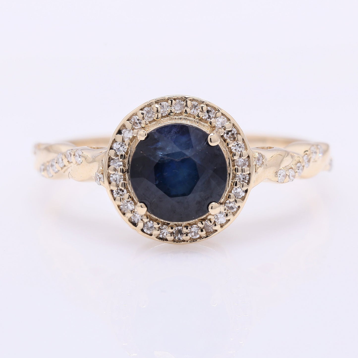1.80 Ct Round Mixed Cut Natural Sapphire 14K Gold Ring