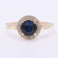1.80 Ct Round Mixed Cut Natural Sapphire 14K Gold Ring