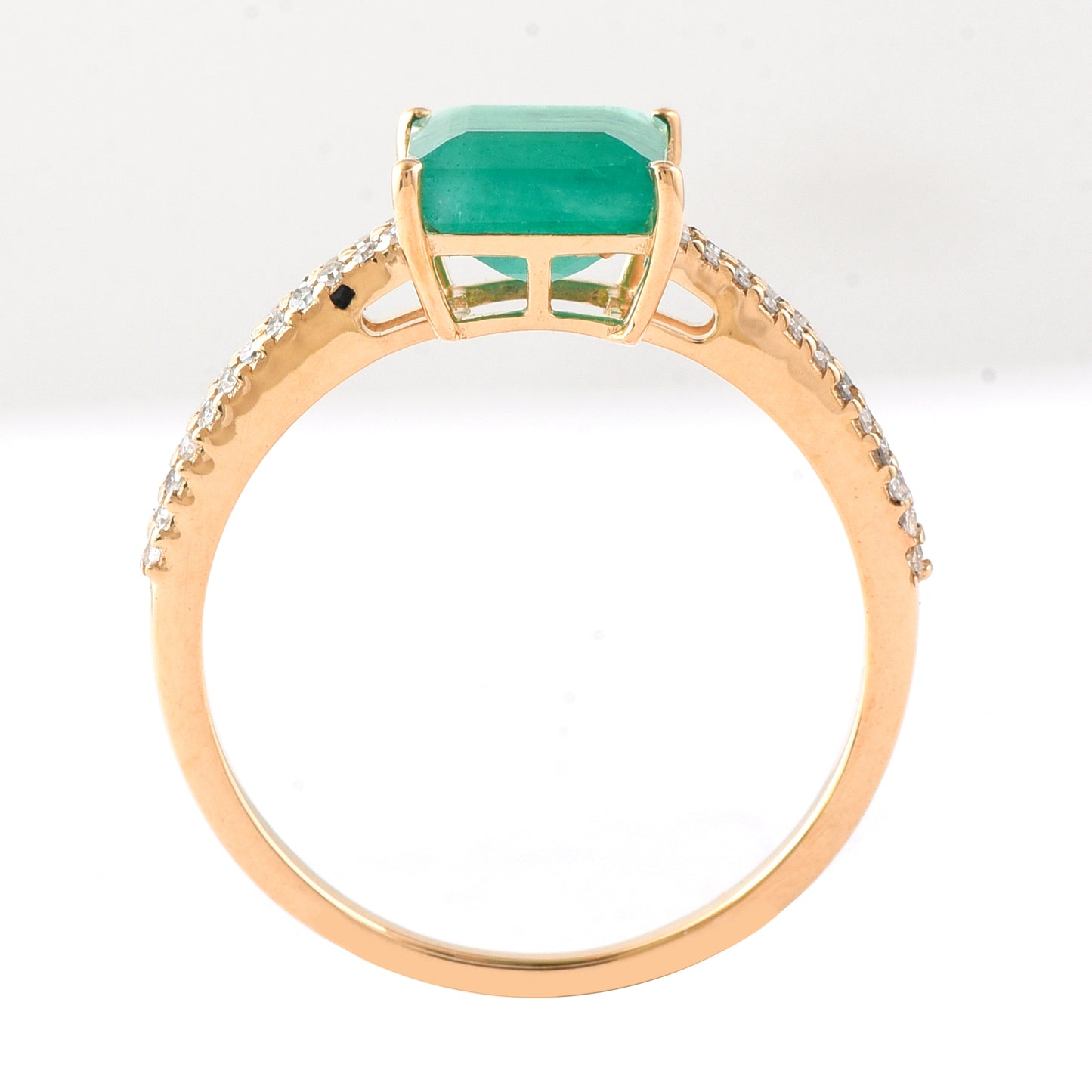 1.71 Ct Square Step Cut Natural Emerald 14K Gold Ring