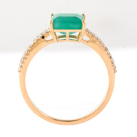 1.71 Ct Square Step Cut Natural Emerald 14K Gold Ring
