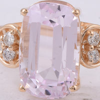 5.77 Ct Cushion Natural Kunzite 14K Gold Ring