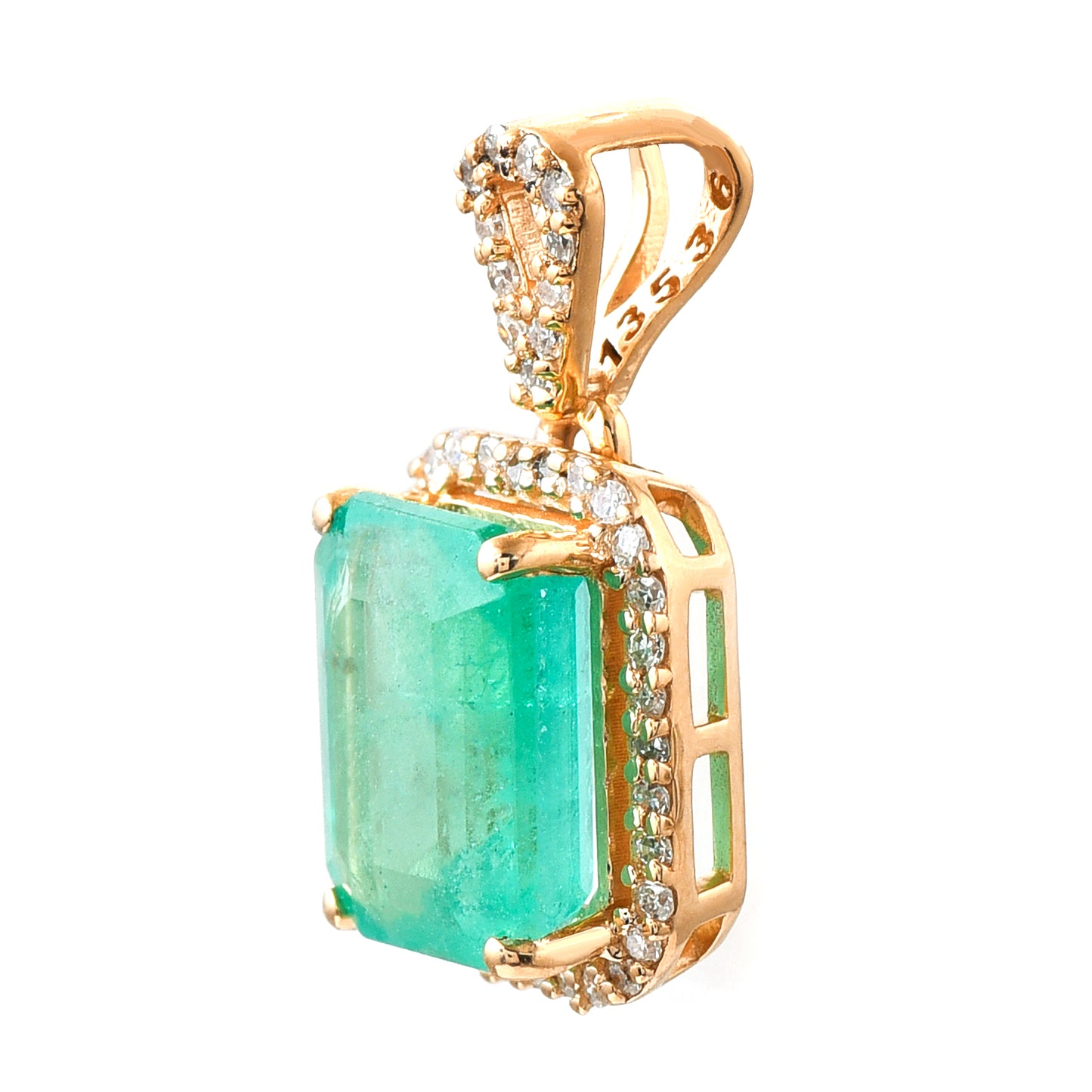 1.04 Ct Octagon Step Cut Natural Emerald 14K Gold Pendant