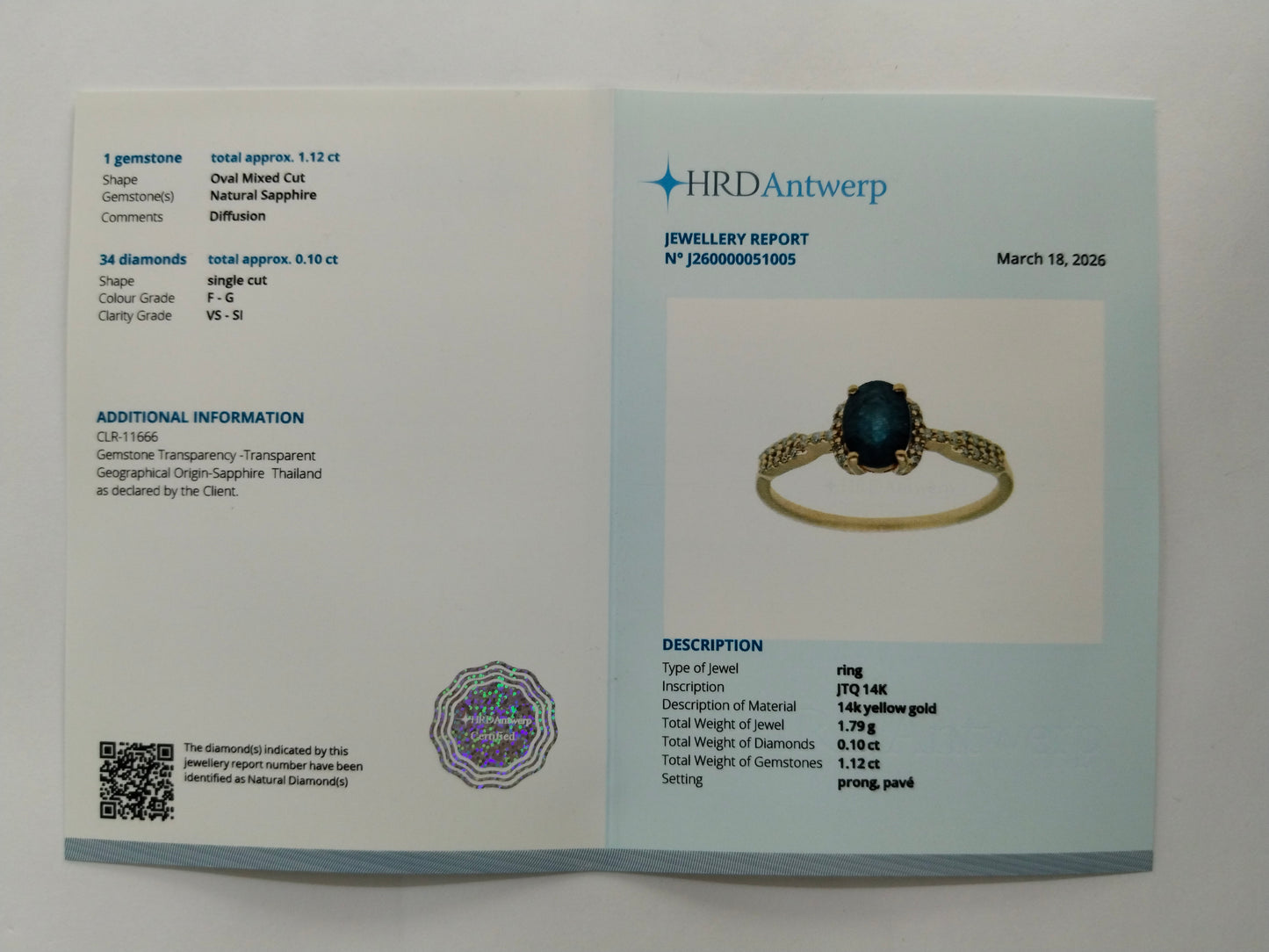 1.22 Ct Oval Mixed Cut Natural Sapphire 14K Gold Ring
