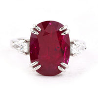 6.97 Ct Oval Cut Natural Corundum Ruby 950 Platinum Ring