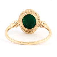 2.21 Ct Oval Cabochon Natural Beryl Emerald 14K Gold Ring