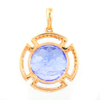 5.28 Ct Round Mixed Cut Natural Tanzanite 14K Gold Pendant