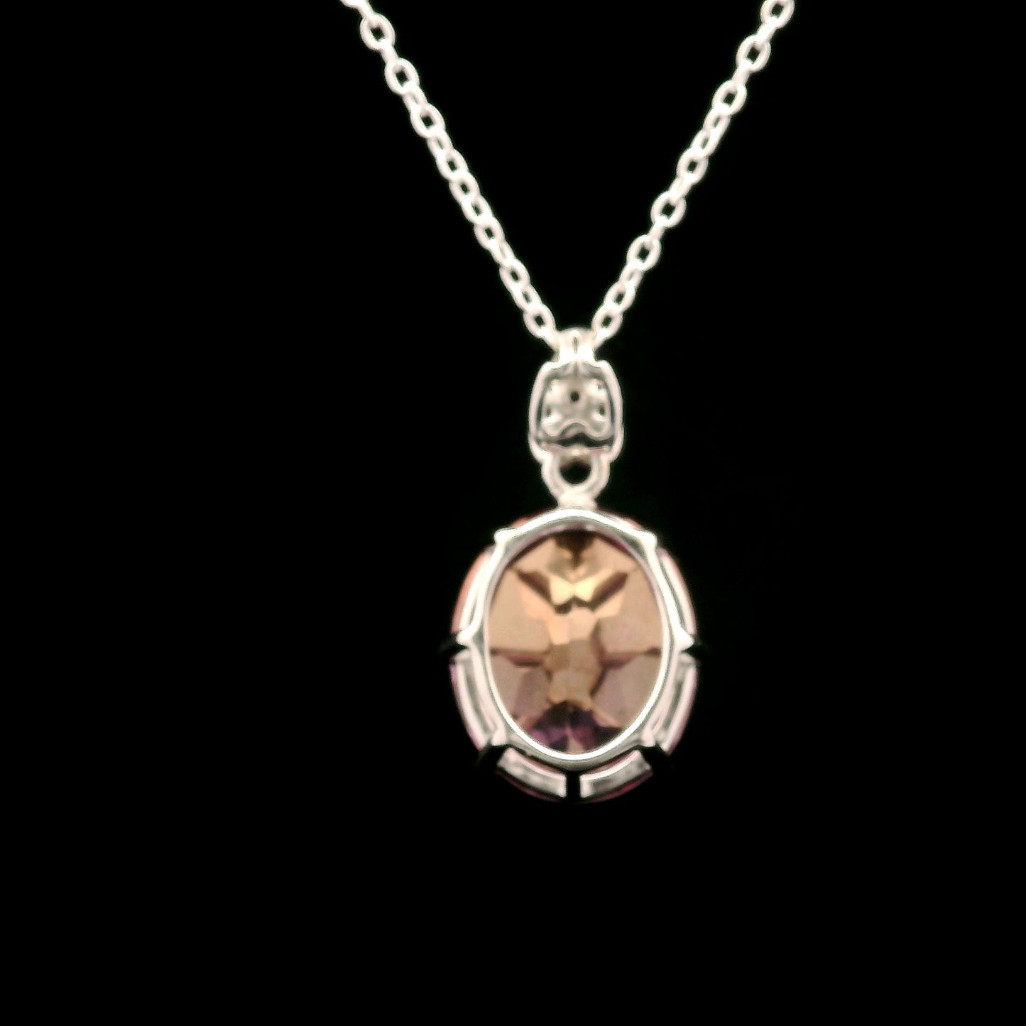 4.76 Ct Oval Pink Topaz, White Zircon 925 Sterling Silver Pendant