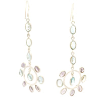 18.65 Ct Blue Topaz, Amethyst 925 Sterling Silver Earrings
