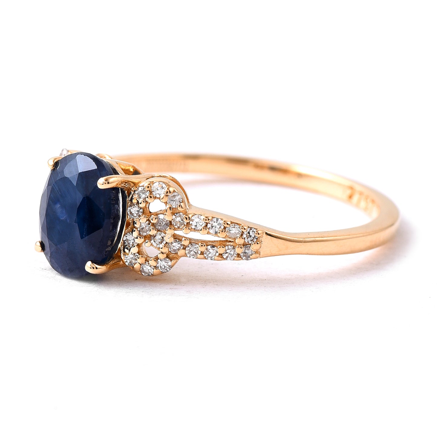 1.65 Ct Oval Mixed Cut Natural Sapphire 14K Gold Ring