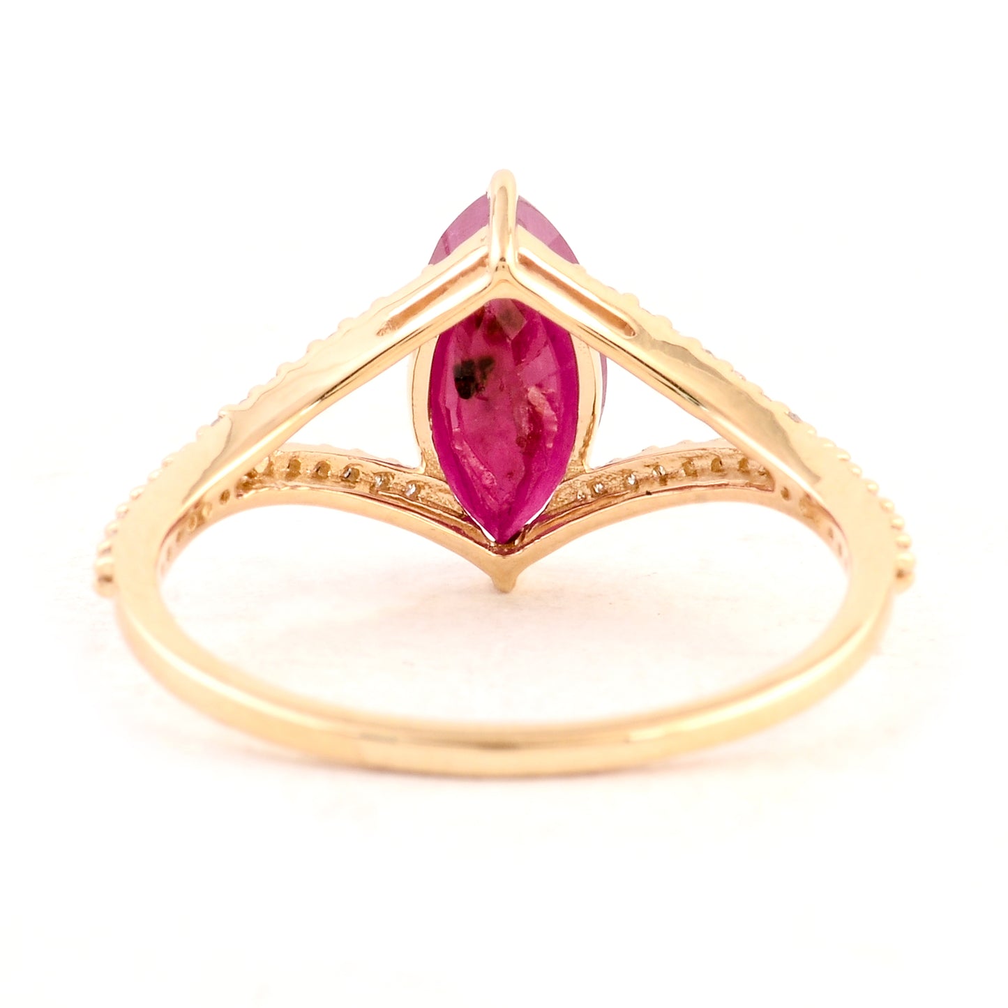 1.92 Ct Marquise Mixed Cut Natural Codundum Ruby 14K Gold Ring