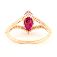 1.92 Ct Marquise Mixed Cut Natural Codundum Ruby 14K Gold Ring