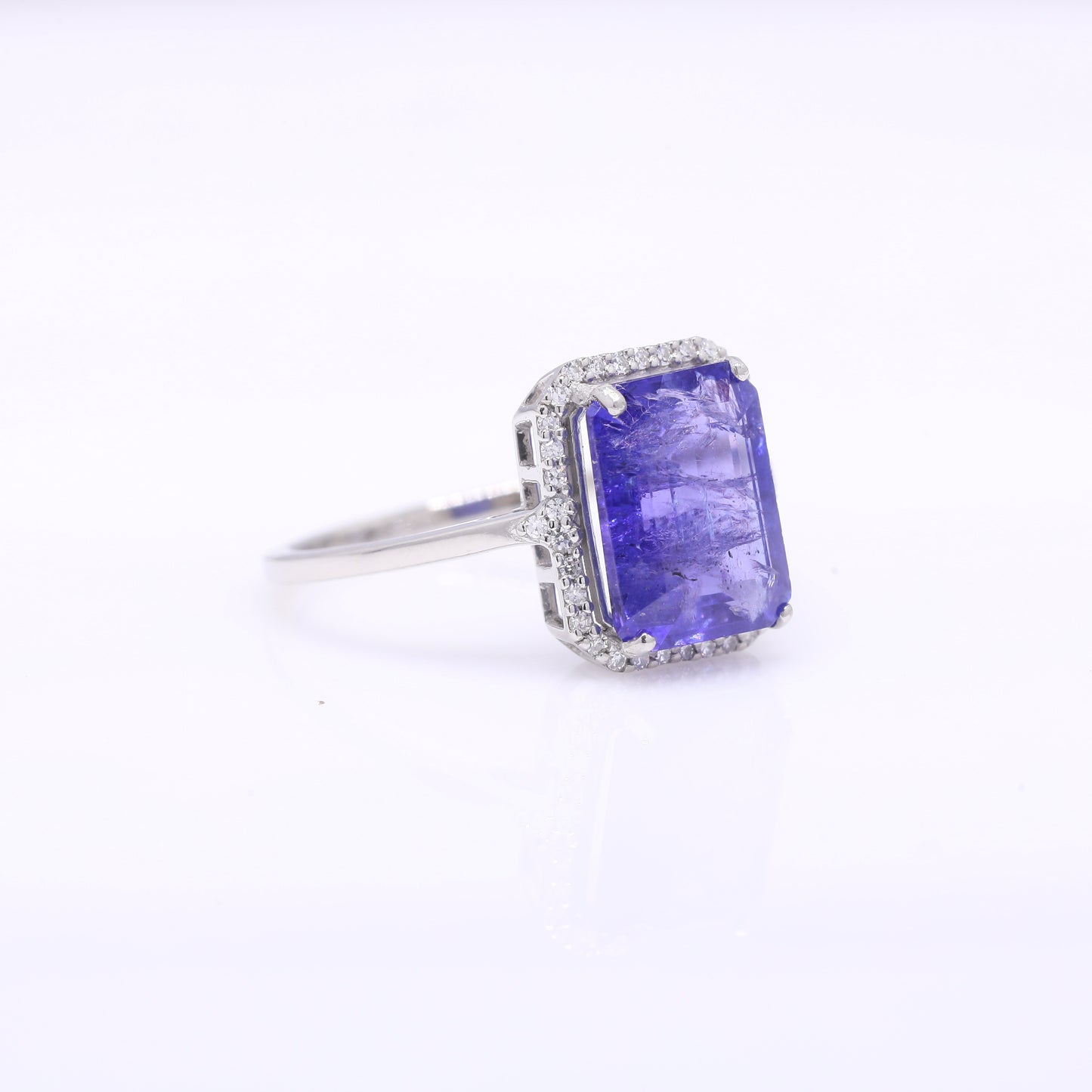 3.79 Ct Octagon Step Cut Natural Tanzanite 950 Platinum Ring