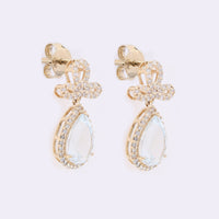 2.53 Ct Pear Mixed Cut Natural Aquamarine 14K Gold Earrings