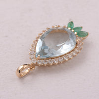 5.09 Ct Pear Aquamarine 9K Gold Pendant