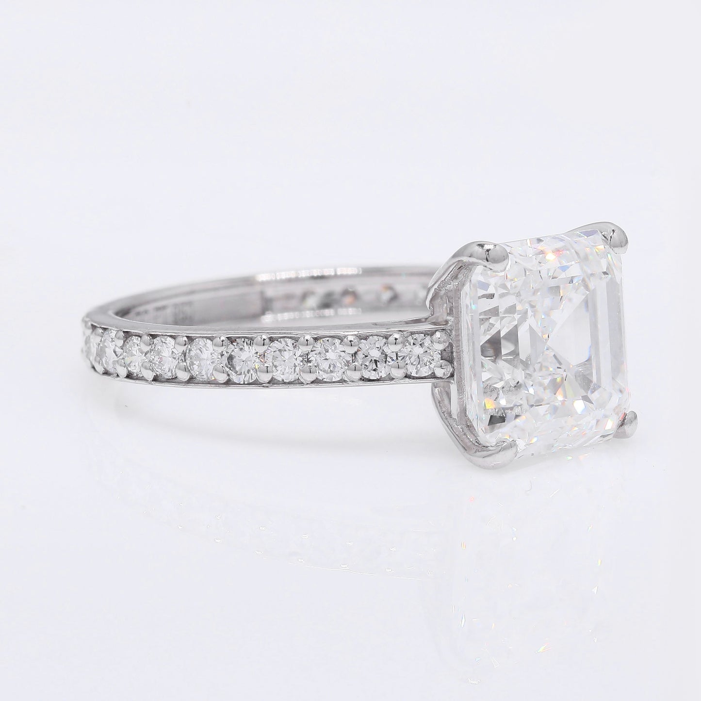 4.53 Ct Square Emerald Cut Lab Grown Diamond 950 Platinum Ring