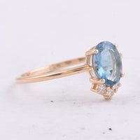 1.03 Ct Oval Natural Aquamarine 14K Gold Ring