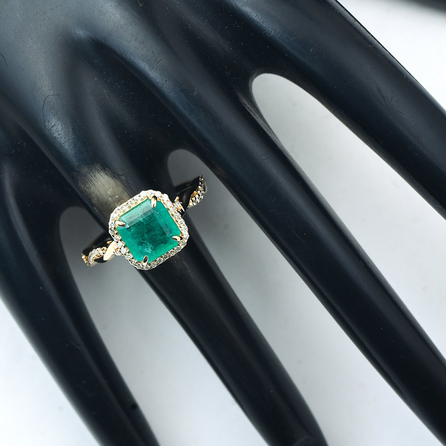 2.08 Ct Octagon Step Cut Natural Emerald 14K Gold Ring