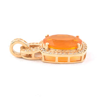 1.83 Ct Oval Mixed Cut Natural Fire Opal 14K Gold Pendant