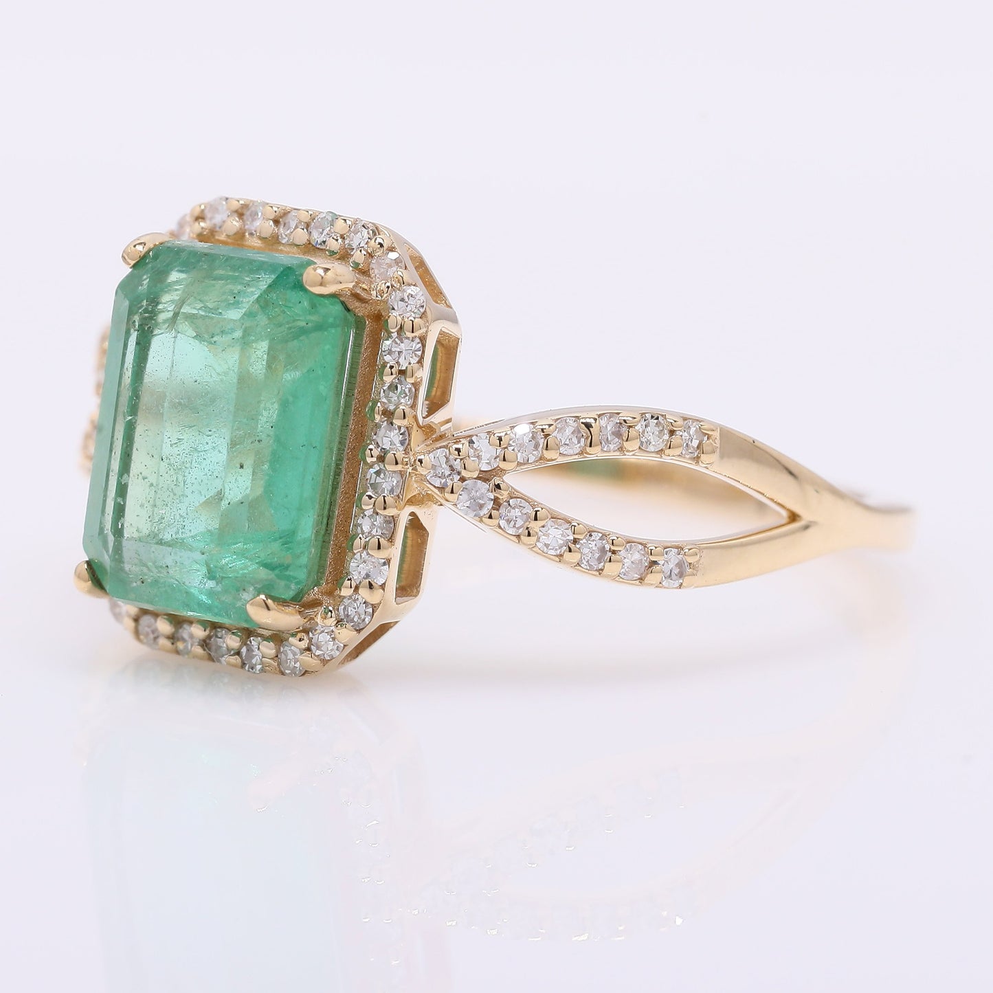 1.99 Ct Octagon Step Cut Natural Emerald 14K Gold Ring