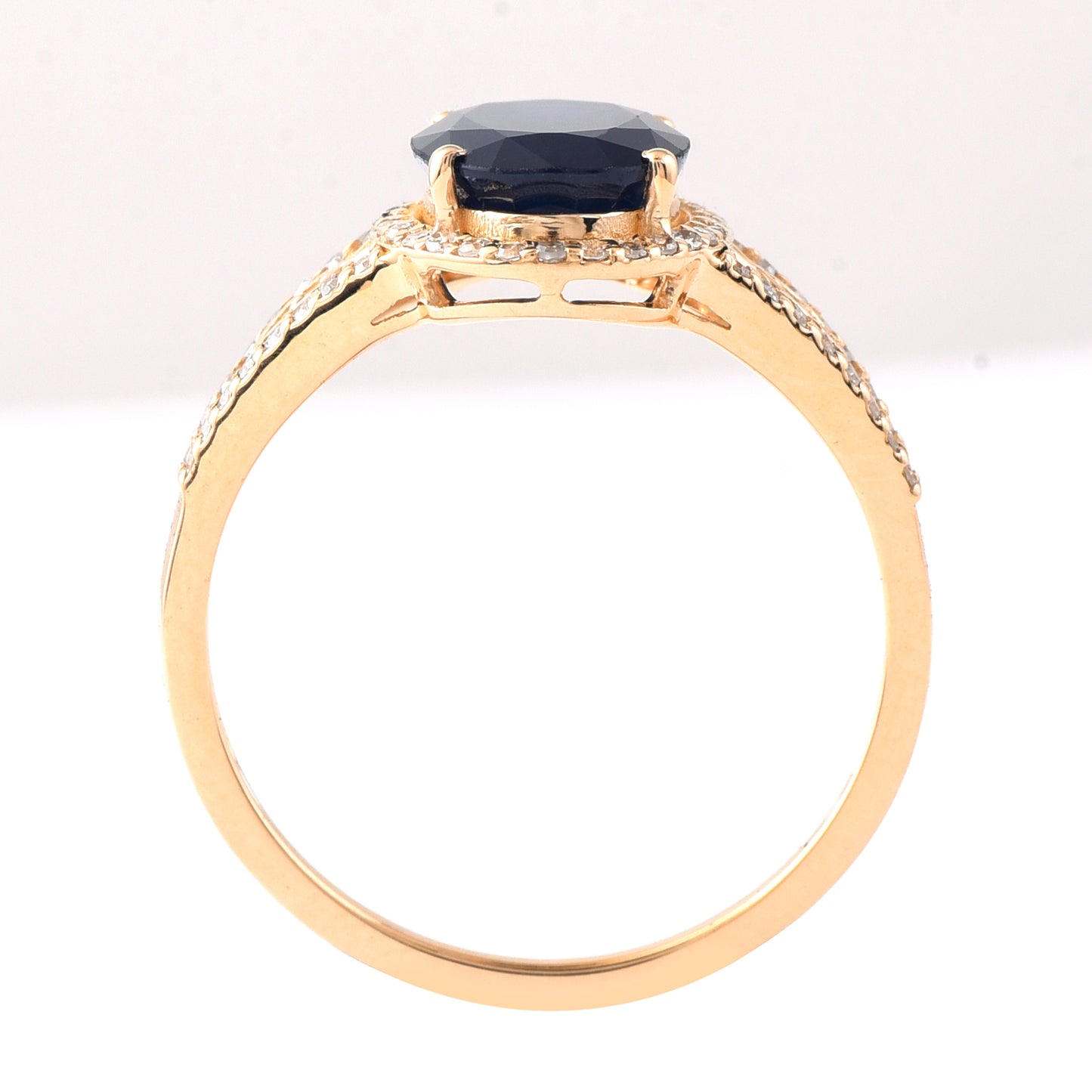 2.44 Ct Oval Mixed Cut Natural Sapphire 14K Gold Ring