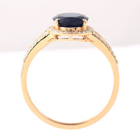 2.44 Ct Oval Mixed Cut Natural Sapphire 14K Gold Ring