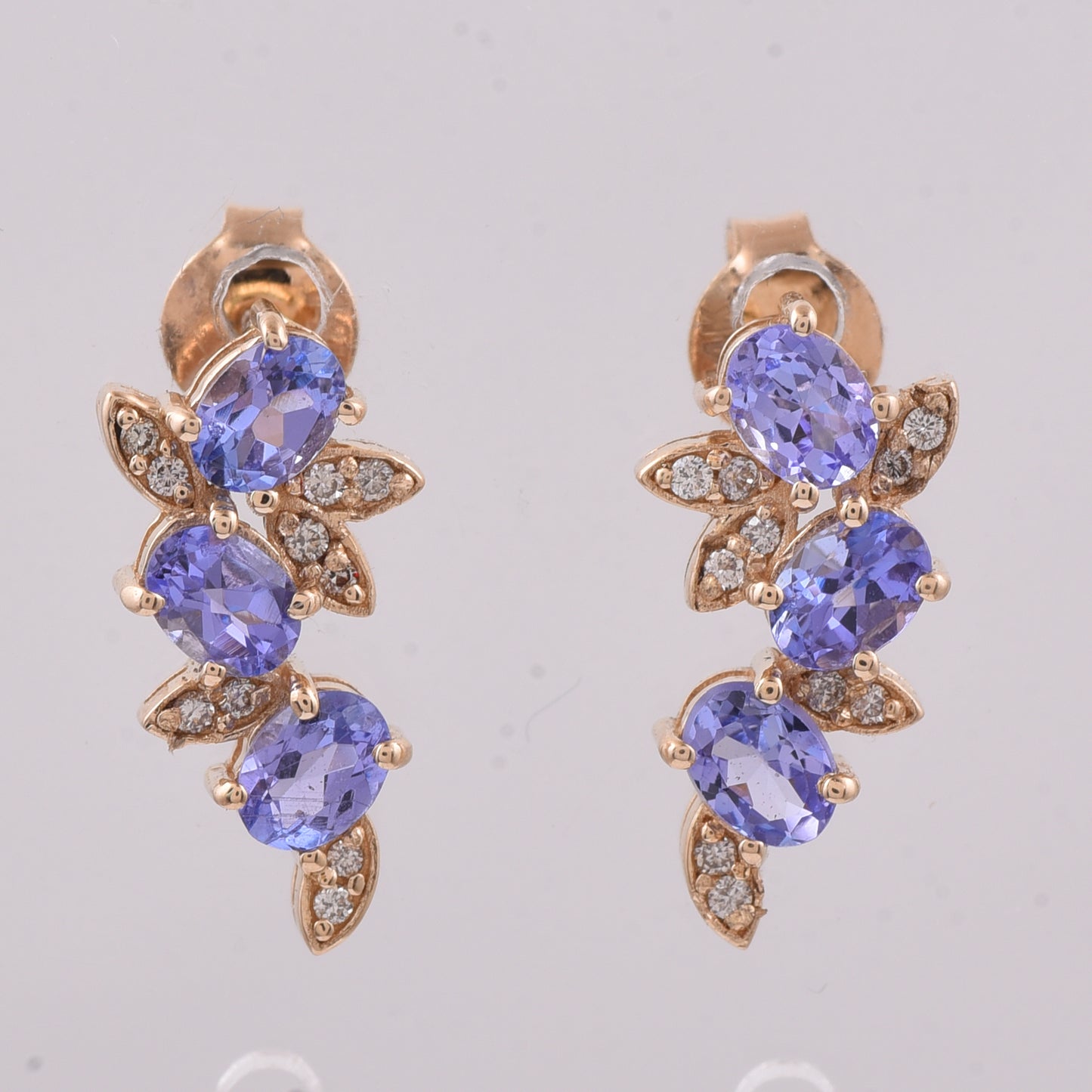 1.13 Ct Oval Natural Tanzanite 14K Gold Earrings