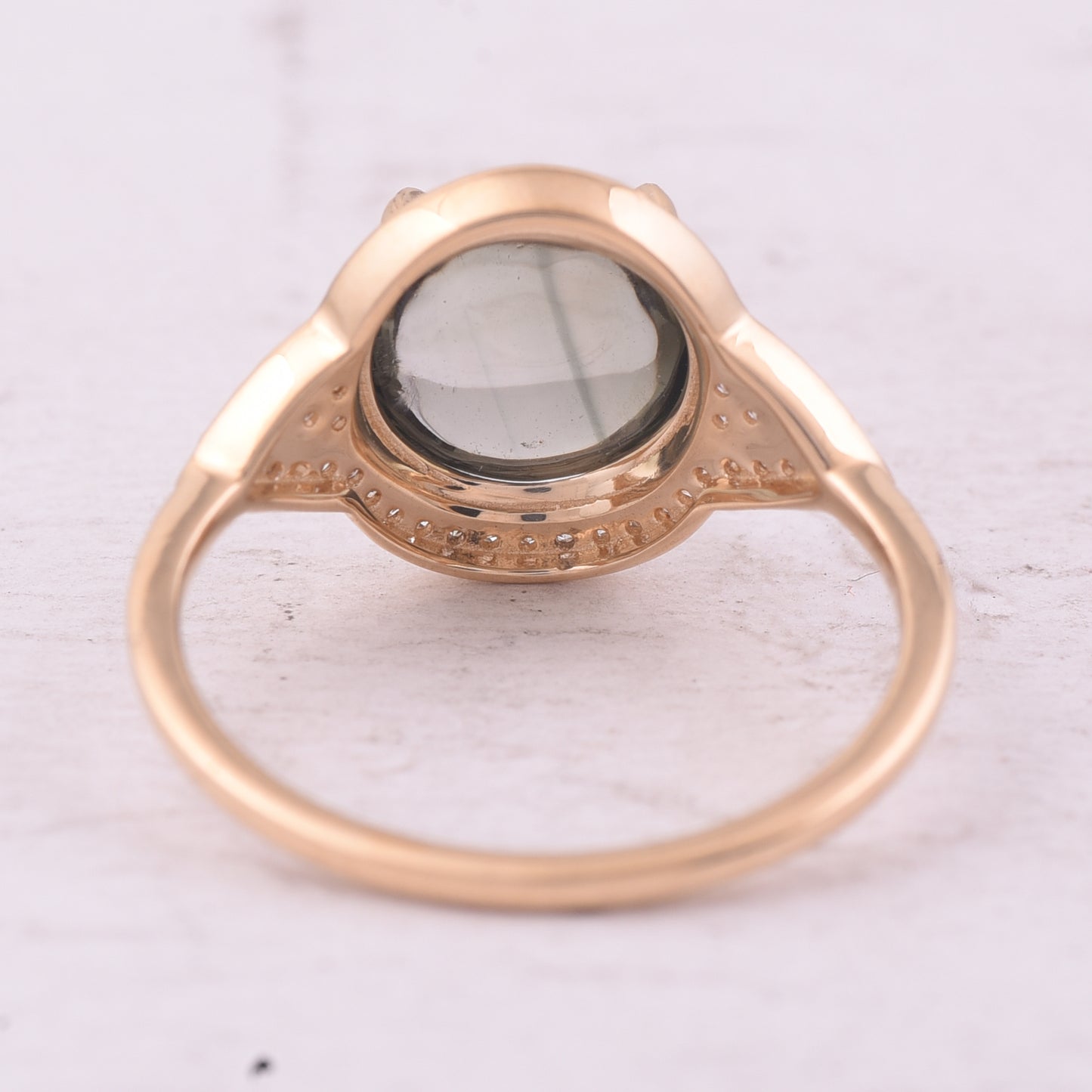 3.42 Ct Round Cabochon Cut Natural Tourmaline 14K Gold Ring