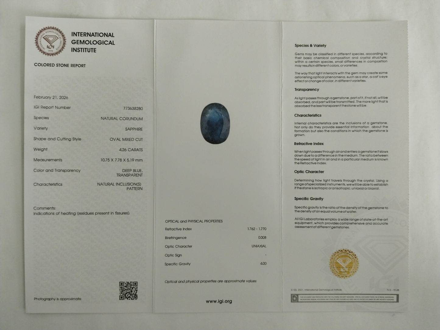 4.26 Natural Corundum Sapphire Oval Mixed Cut Gemstone