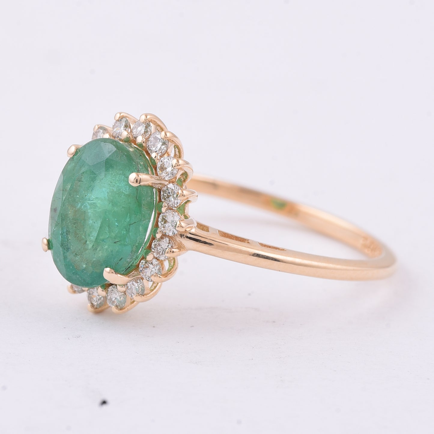 2.30 Ct Oval Natural Emerald 14K Gold Ring