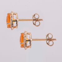 1.29 Ct Round Mixed Cut Natural Fire Opal 14K Gold Earrings