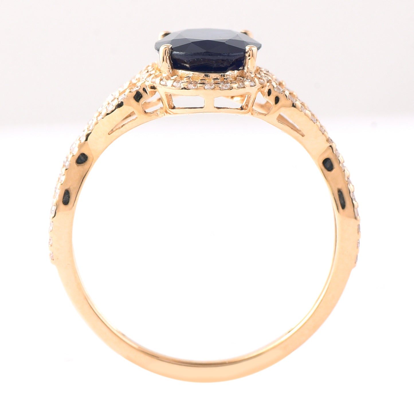 2.39 Ct Oval Mixed Cut Natural Sapphire 14K Gold Ring