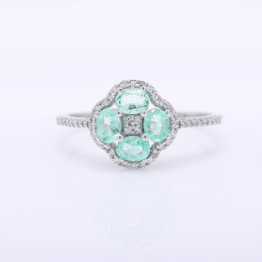0.78 Ct Oval Mixed Cut Natural Emerald 950 Platinum Ring
