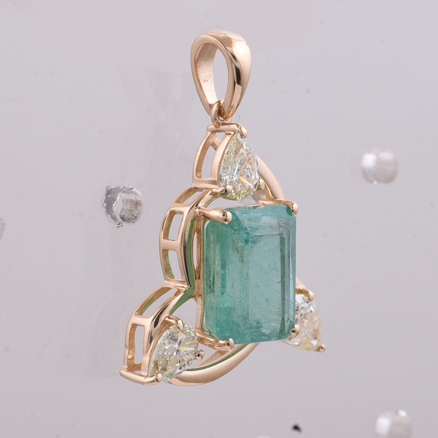 3.10 Ct Octagon Step Cut Natural Emerald 14K Gold Pendant