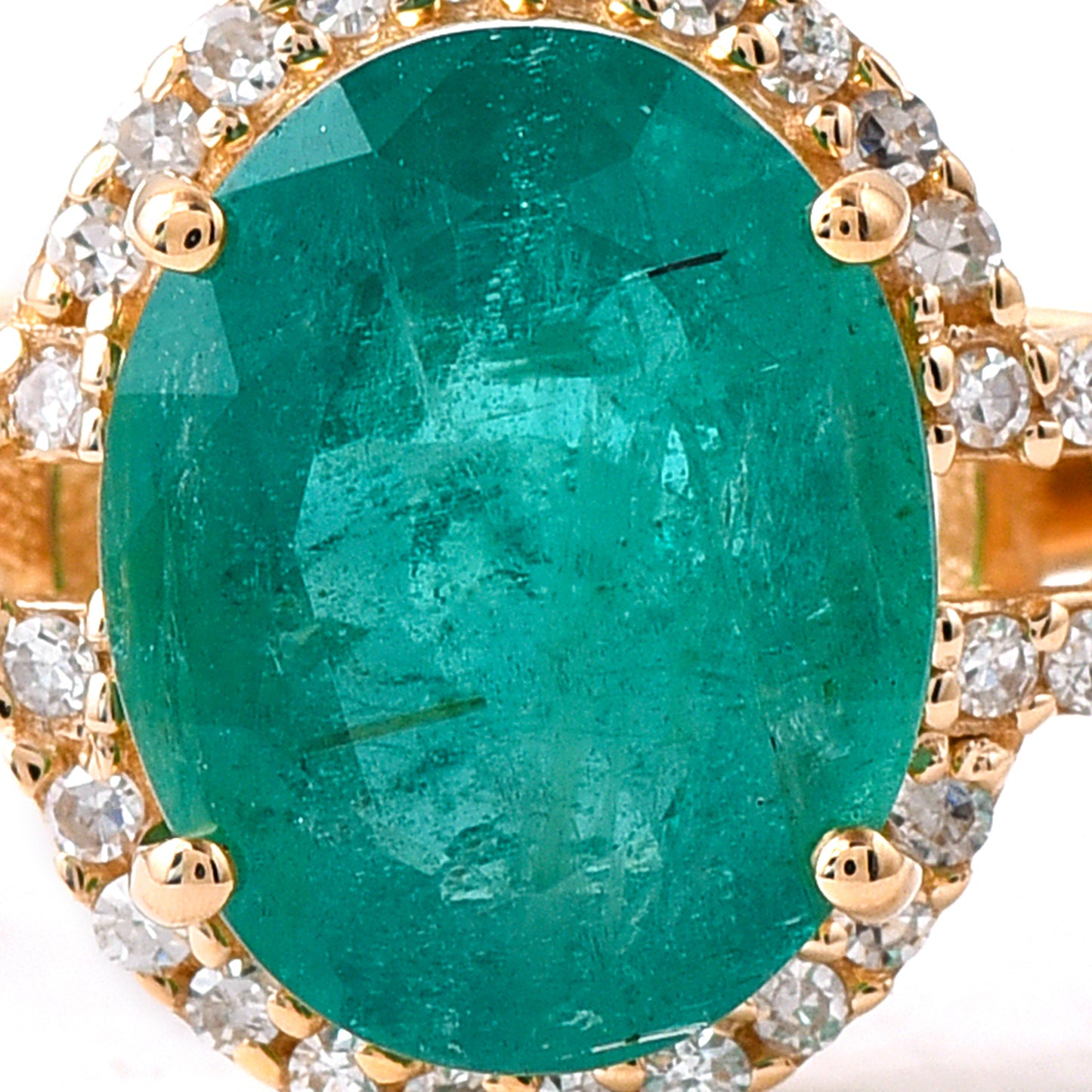 1.84 Ct Oval Mixed Cut Natural Emerald 14K Gold Ring