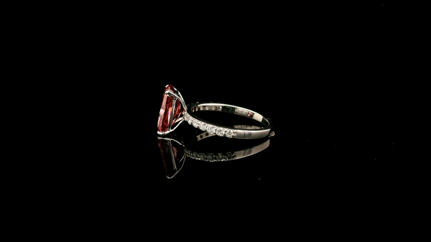 3.43 Carats Pink Lab Grown Diamond 14K Gold Ring