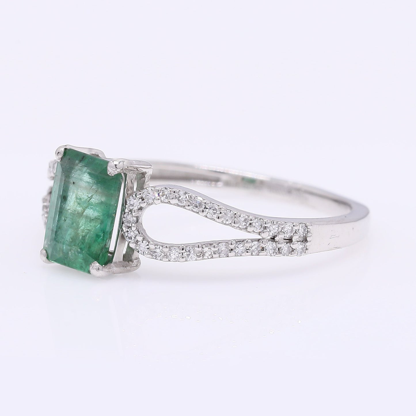 1.06 Ct Octagon Step Cut Natural Emerald 950 Platinum Ring