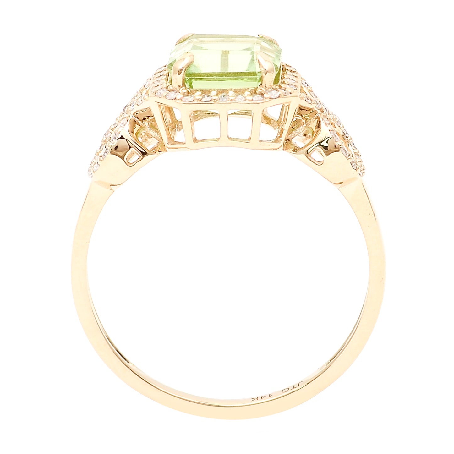 2.01 Ct Octagon Natural Eridot 14K Gold Ring