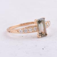 1.08 Ct Octagon Step Cut Natural Tourmaline 14K Gold Ring
