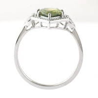 1.96 Ct Pear Mixed Cut Natural Green Sapphire 950 Platinum Ring