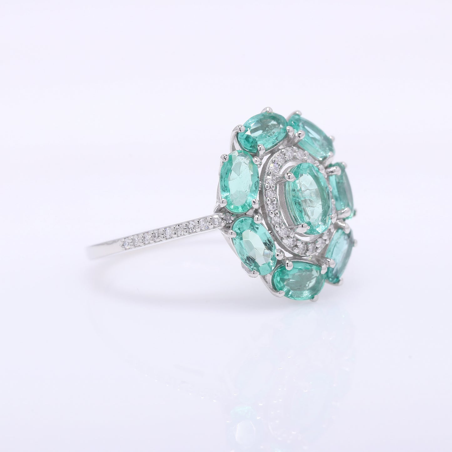 1.89 Ct Oval Mixed Cut Natural Emerald 950 Platinum Ring