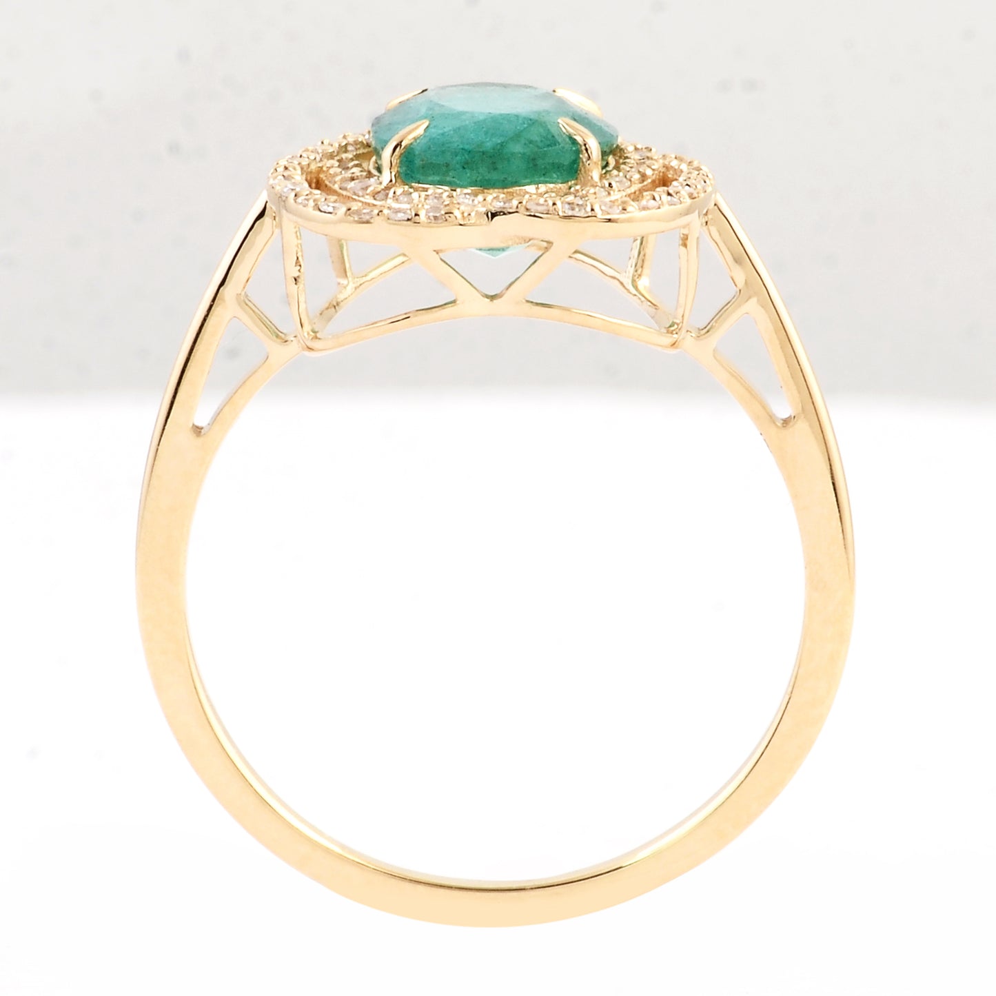 1.89 Ct Oval Mixed Cut Natural Beryl Emerald 14K Gold Ring