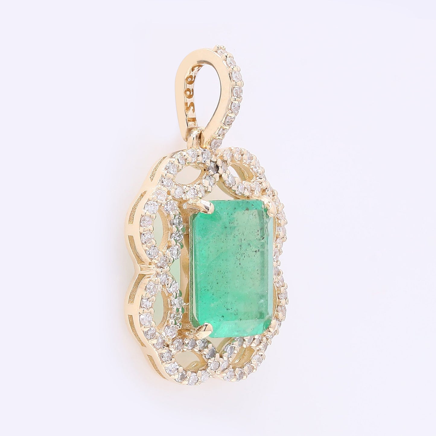 2.40 Ct Octagon Step Cut Natural Emerald 14K Gold Pendant