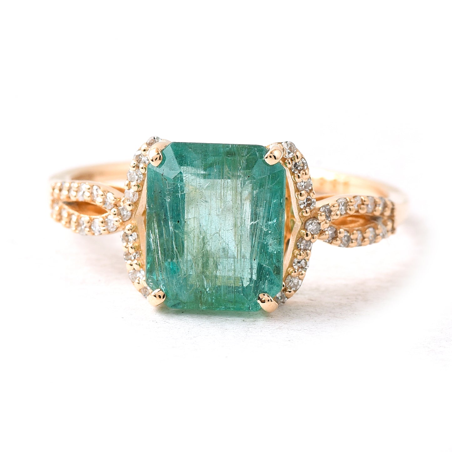 2.68 Ct Octagon Emerald 14K Gold Ring