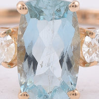 1.17 Ct Cushion Natural Aquamarine 14K Gold Ring