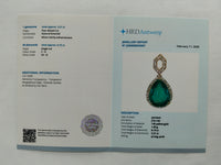 3.36 Ct Pear Mixed Cut Natural Emerald 14K Gold Pendant
