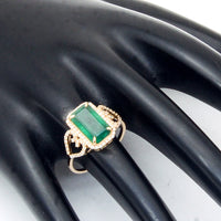 2.81 Ct Octagon Step Cut Natural Emerald 14K Gold Ring